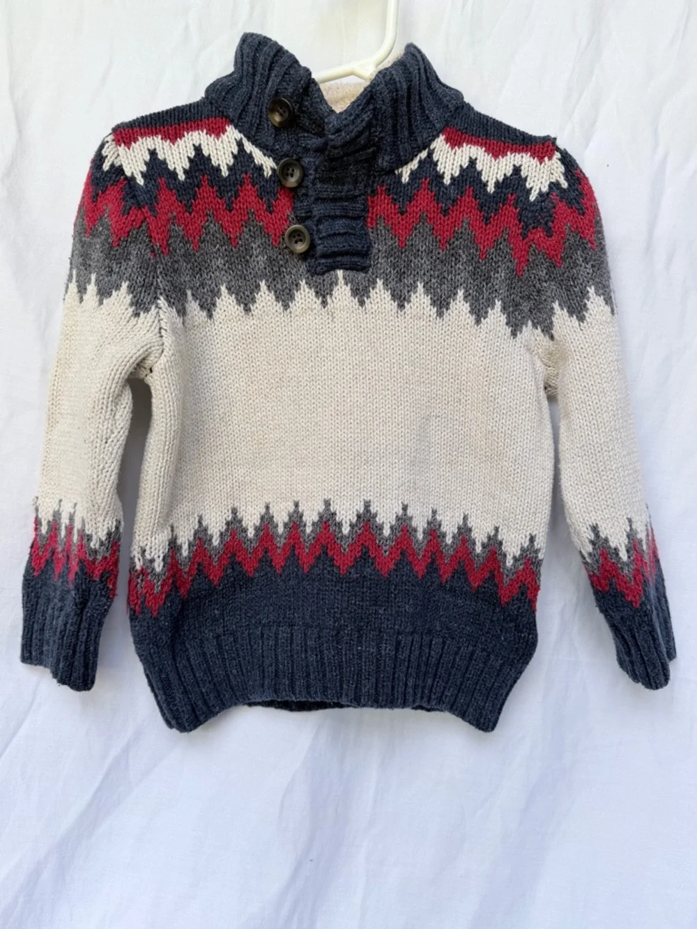 Gap Kids Fair Isle Nordic Knit Button Mock-Neck Sweater - Size 3T